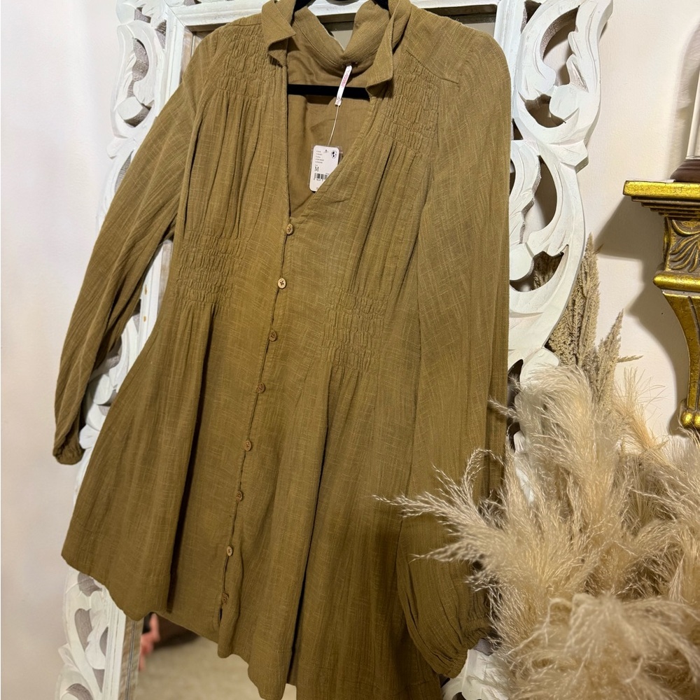 Free people Olive Green Women's Button-Up Top